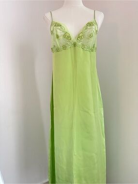 La Perla 💚Lace-Trim Slip Dress in Lime Green